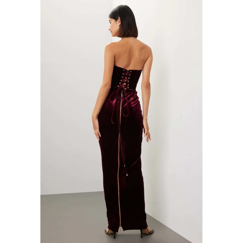 Bronx and Banco Florentina Strapless Velvet Gown Lace Up Back Size XL NO TIE - Picture 2 of 10